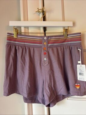 PJ Salvage Women's Lavender Stripe-Waist Knit Shorts